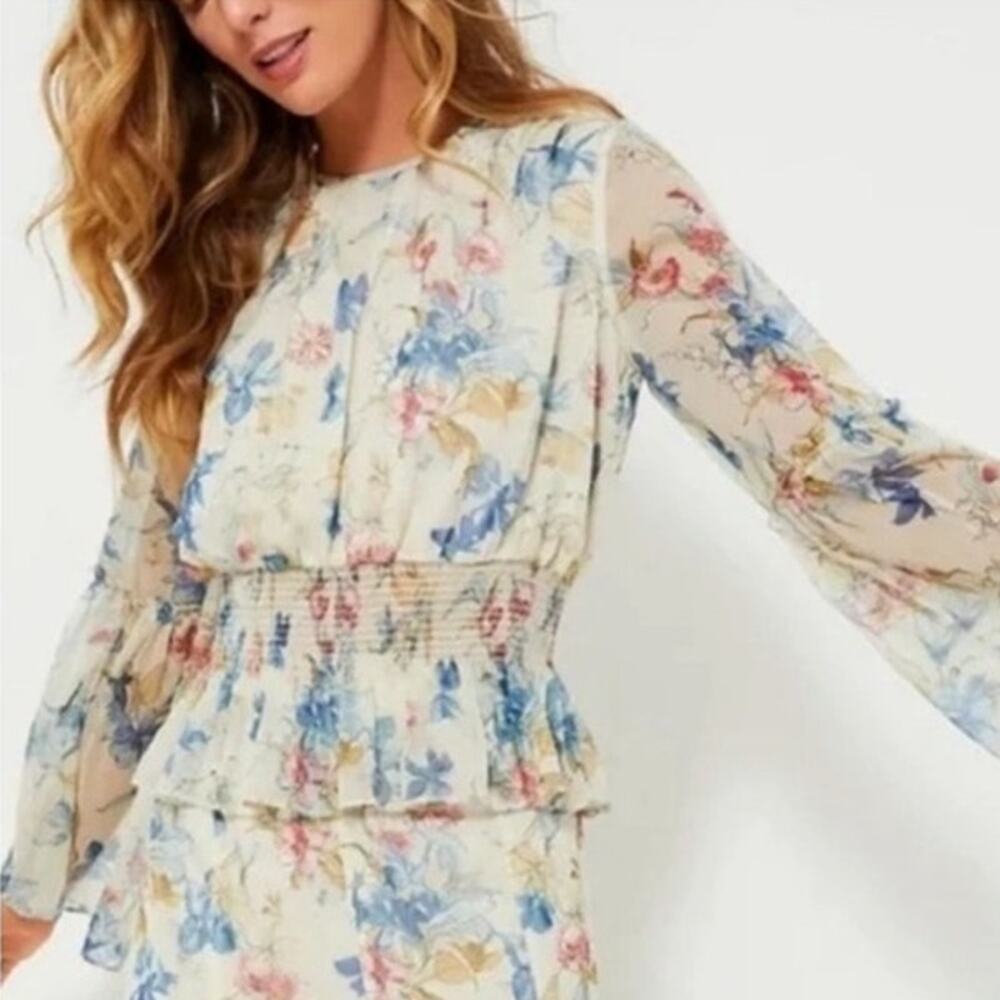 NWT Tuckernuck Lily Of The Valley Jennie Blouse Floral Peplum Top Women's Size M